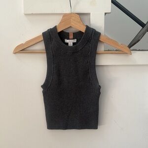 Lunya Gray Ribbed Knit Crop Top